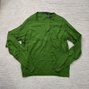Lord & Taylor Vibrant Green 100% Cashmere Crewneck Sweater